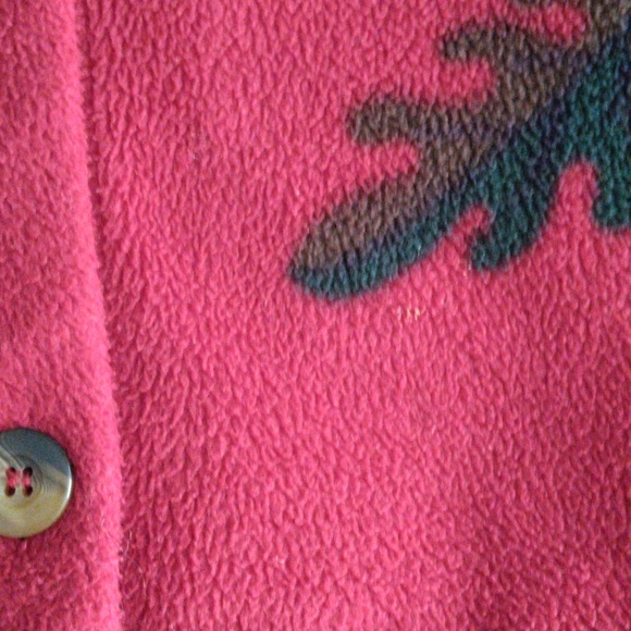 Vintage Talbots Medium Leaf Print Full Button Front Fleece Sweater Jacket - Picture 11 of 12
